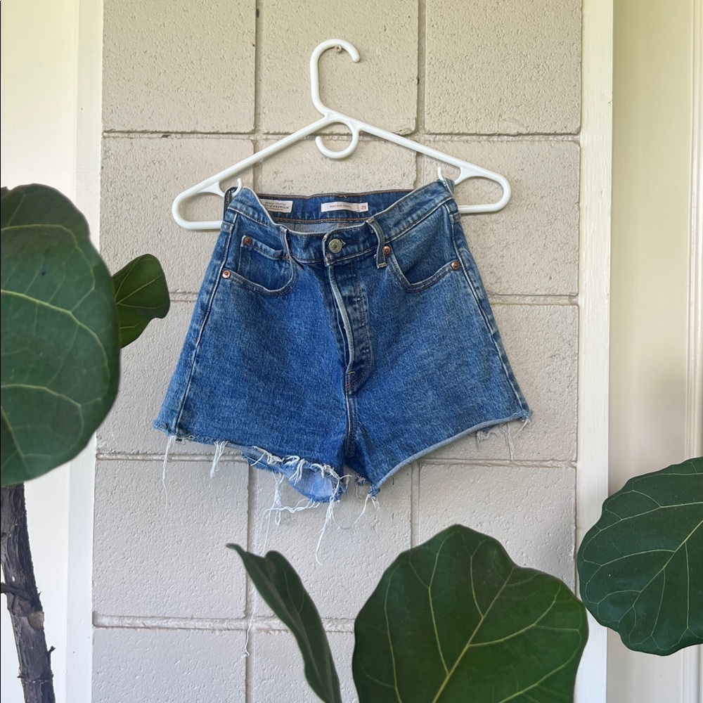 Levi's Blue Denim High-Waist Jean Shorts